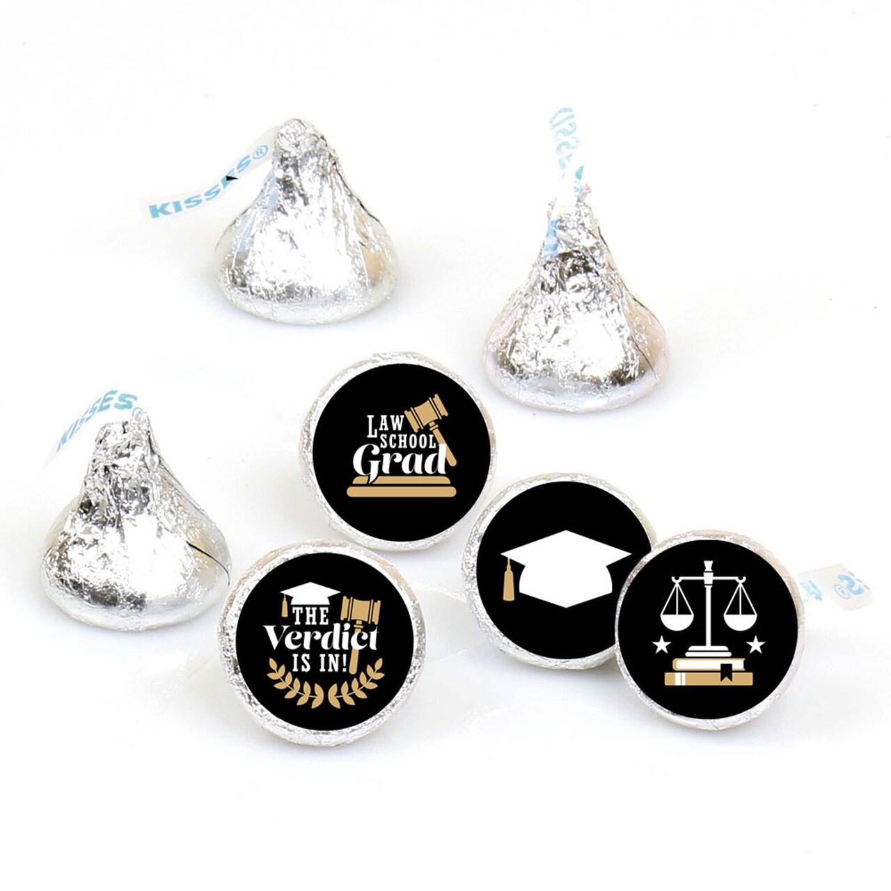 Big Dot of Happiness Law School Grad - Future Lawyer Graduation Party Round Candy Sticker Favors - Labels Fits Chocolate Candy (1 sheet of 108)